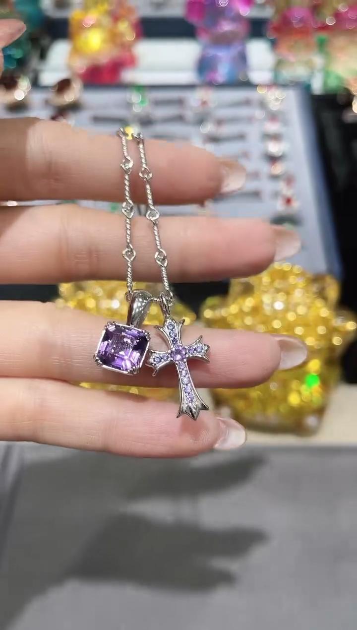 S925银镶嵌紫晶项链