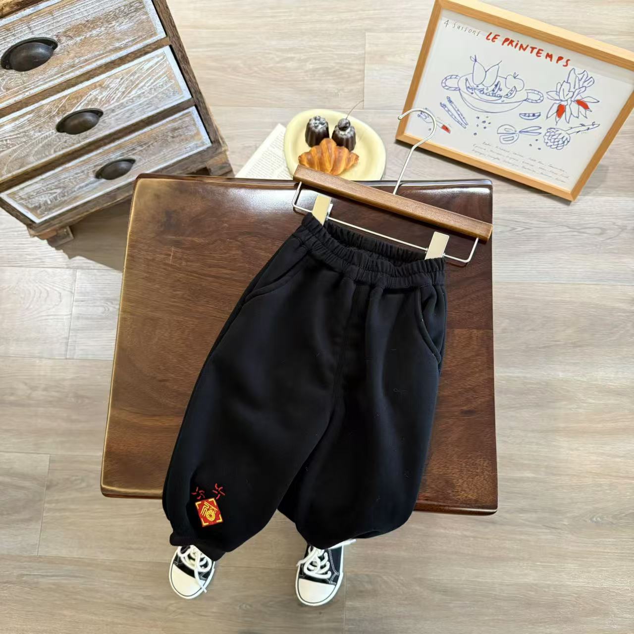 儿童冬季刺绣福字加绒卫裤H1859