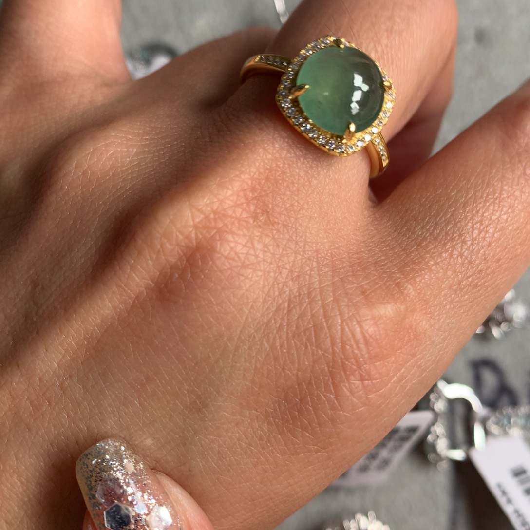 *****翡翠银S925镶嵌耳饰戒指