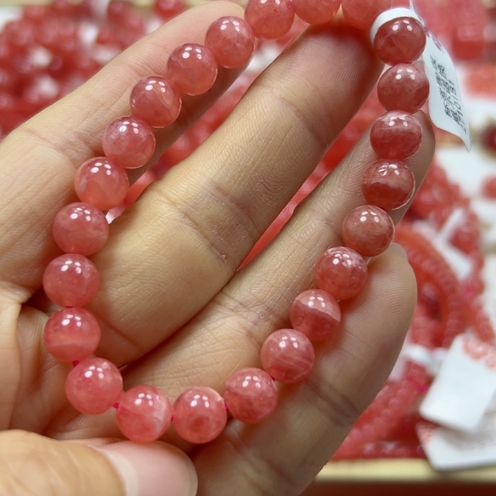 菱锰矿（红纹石）未镶嵌手串手串