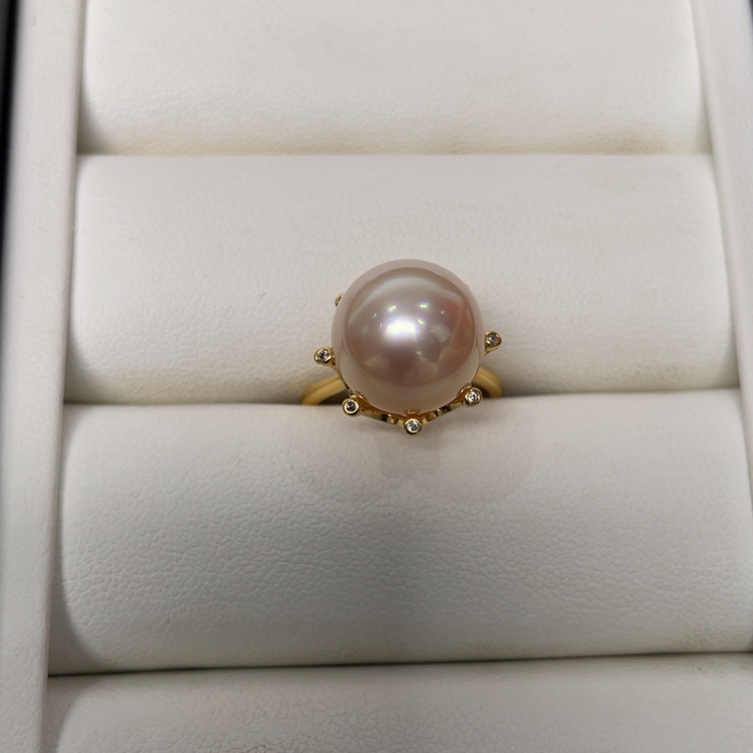 海水珍珠戒圈银S925镶嵌