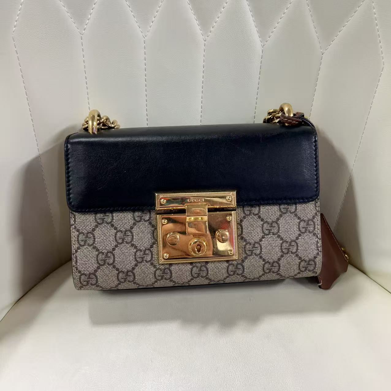 95新 GUCCI/古驰 古驰黑盖月光宝盒百搭单肩包