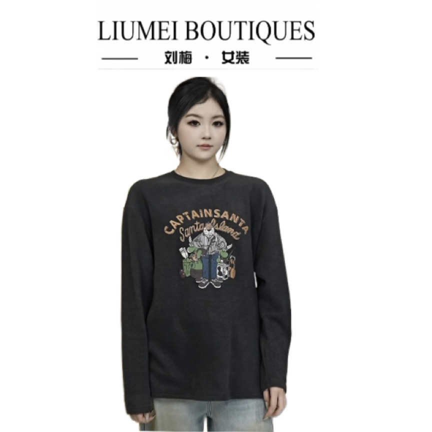 A81306刘梅家卡通加绒加厚长袖