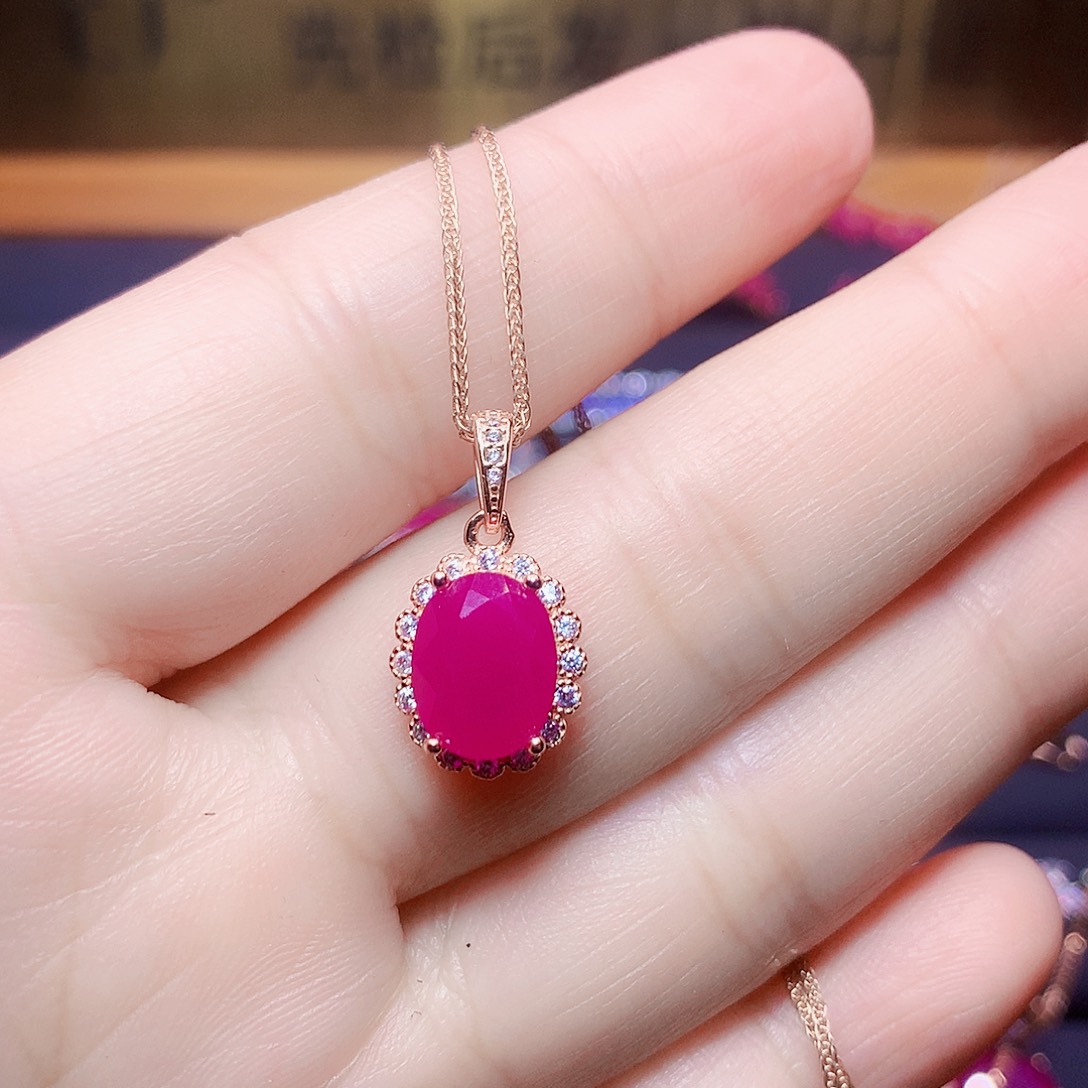 银S925镶嵌颈饰红宝石