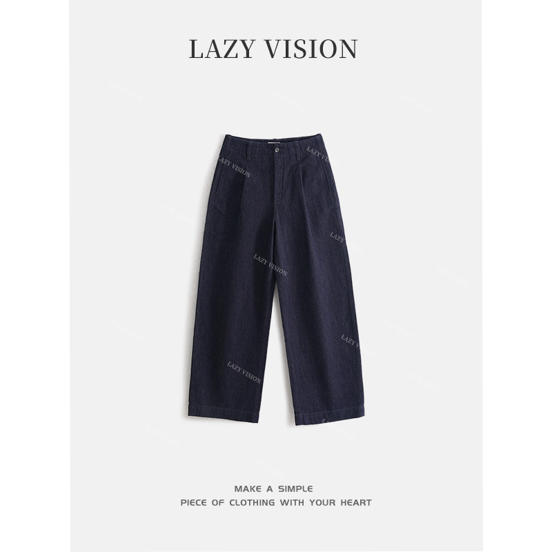 LAZYVISION*绒感羊毛混纺直筒女士休闲牛仔裤ZMD-33028