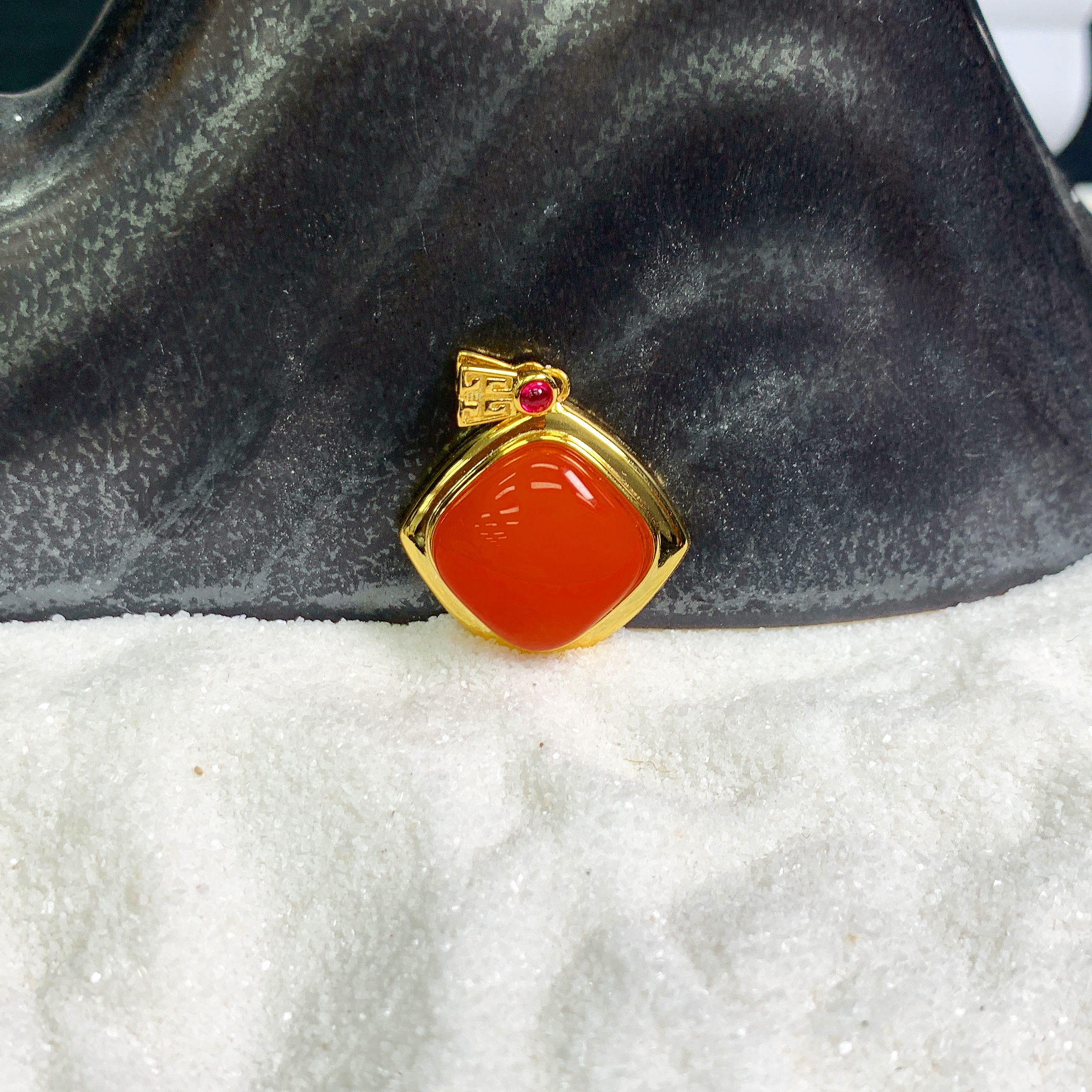 【珠宝一姐】s925冰红方形吊坠 2501073003（一件/多样性发货）