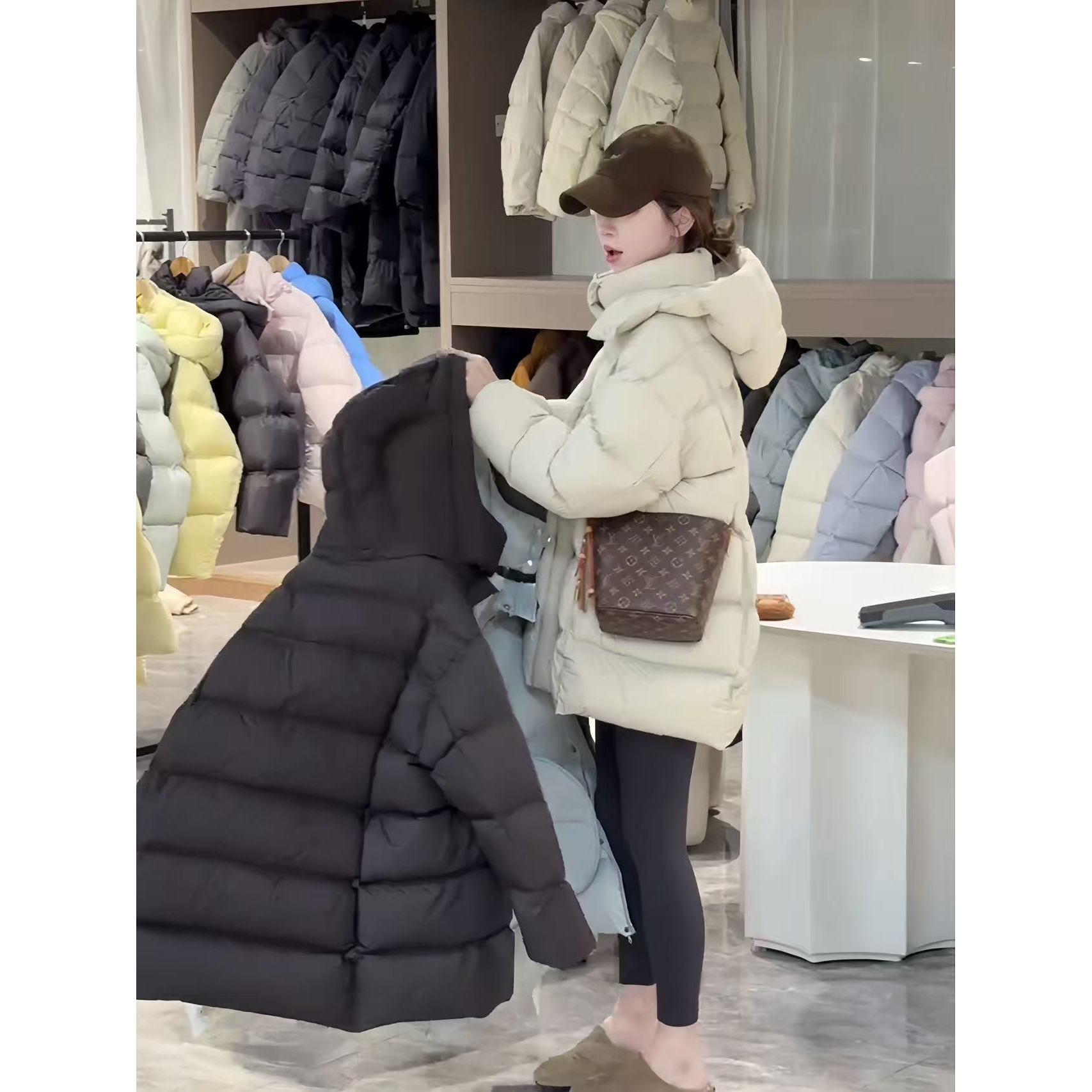 2025冬季新款羽绒服女中长款韩版宽松90白鸭绒云朵泡芙小个子外套