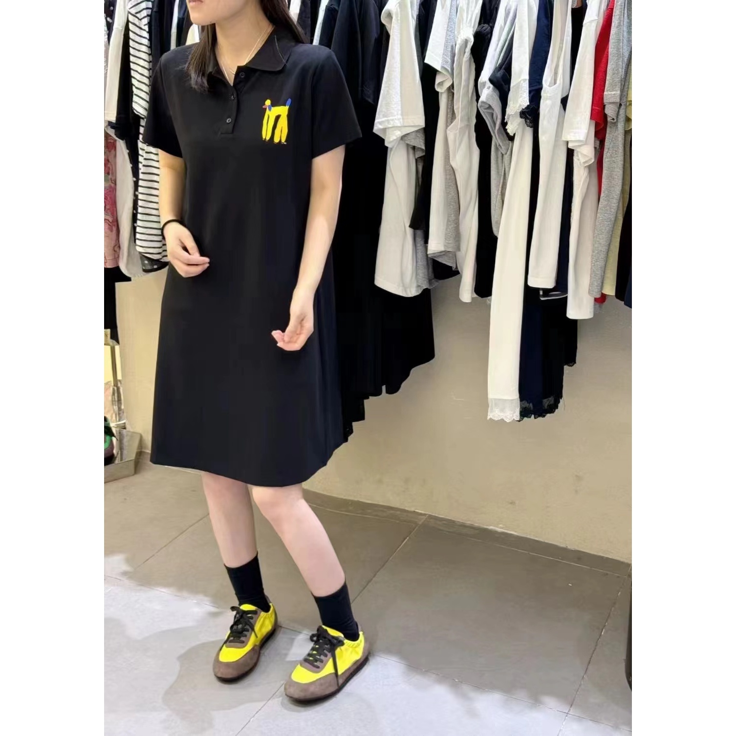 女夏季新款洋气百搭Polo领连衣裙亲子B3356