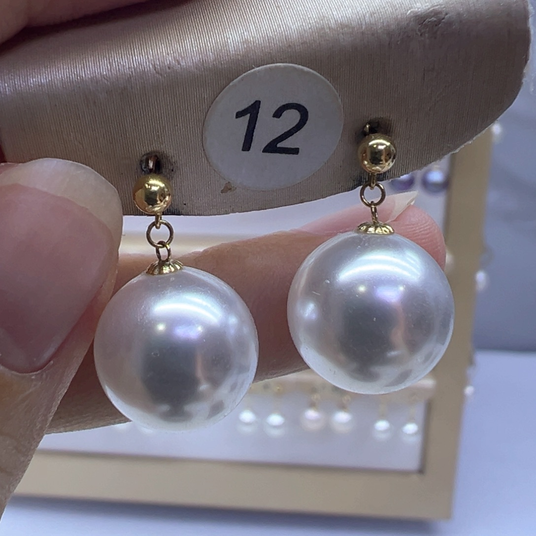 18K金镶嵌淡水珍珠耳饰