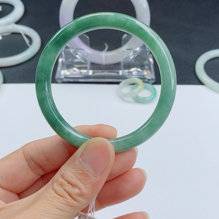 翡翠手镯未镶嵌小圆条手镯52-54圈口