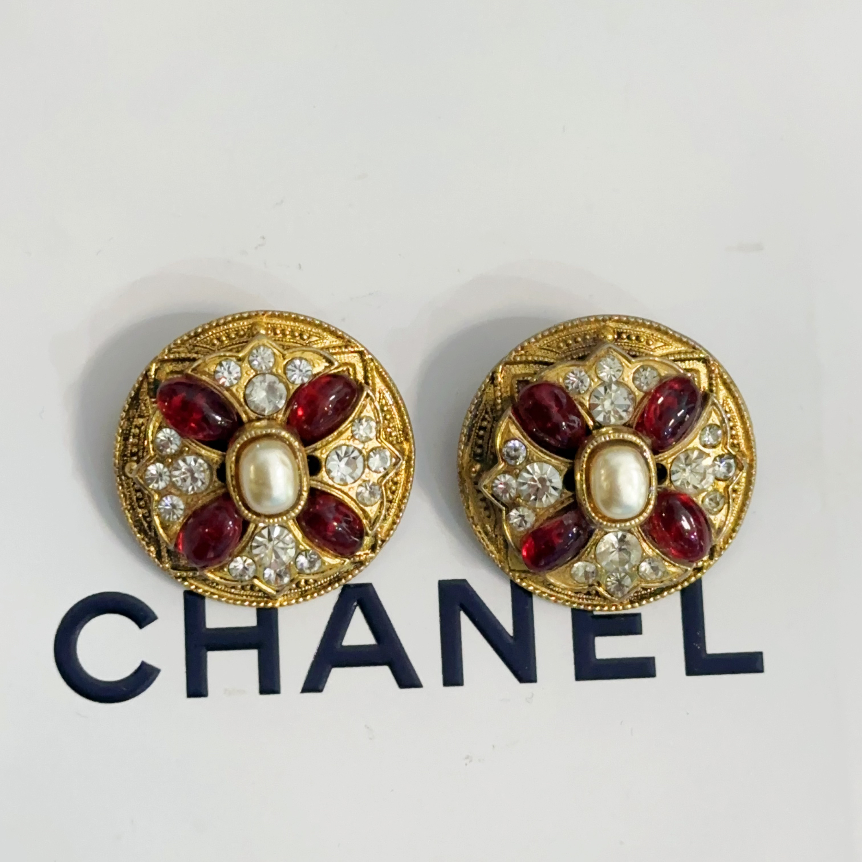95新 Chanel/香奈儿 Chanel vintage香奈儿中古琉璃耳夹