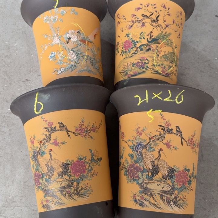 高度26口径21紫砂花盆 花瑕