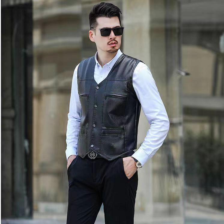【谭总福利】2025新款男士休闲皮马甲-093