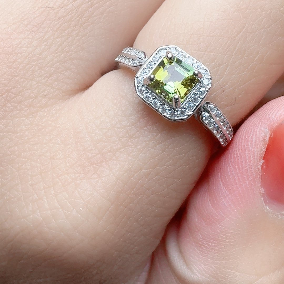 碧玺戒指银S925镶嵌戒指