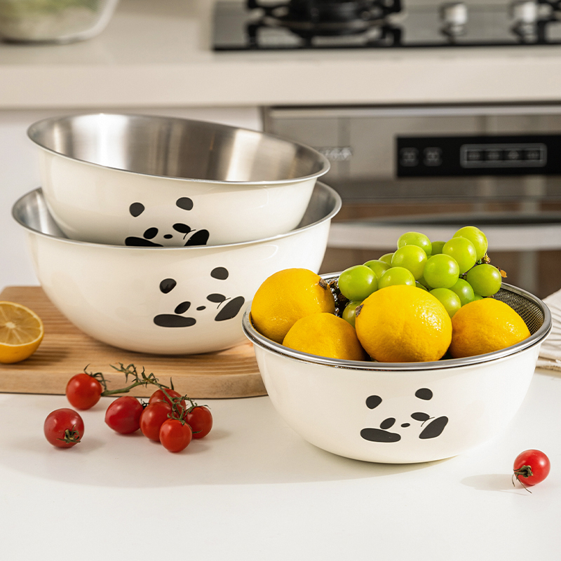 摩登主妇mototo熊猫不锈钢沥水篮洗菜盆家用洗水果滤水篮淘米神器