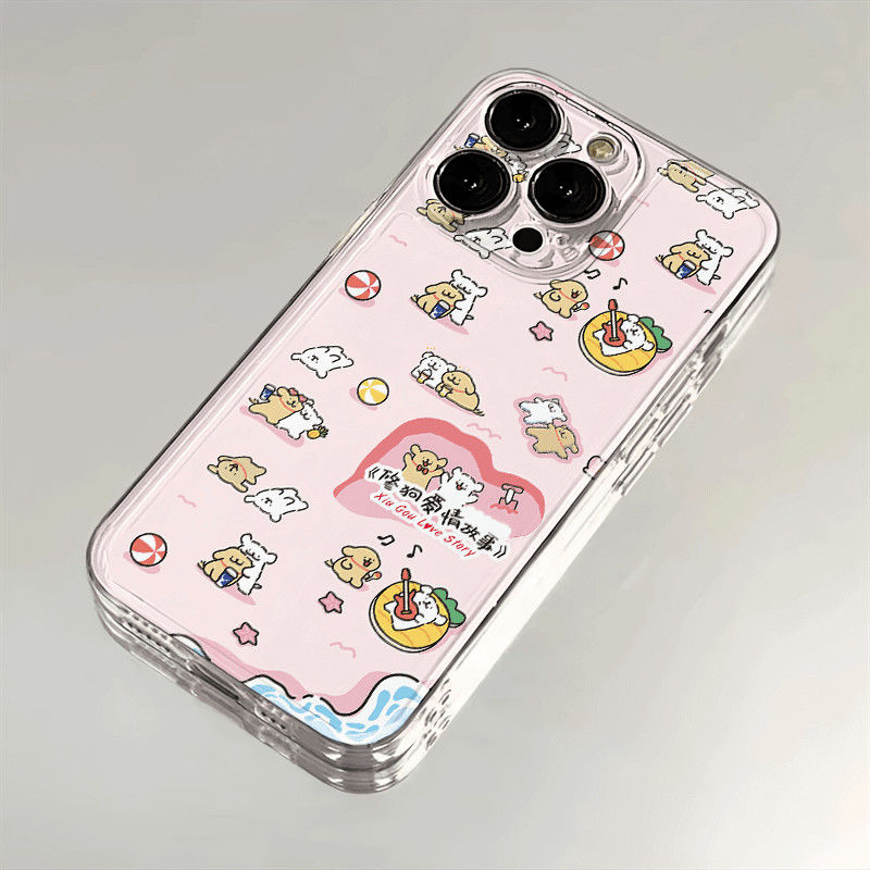 沙滩小狗适用苹果16Plus壳iPhone15PROMAX新款14/13/12透明女