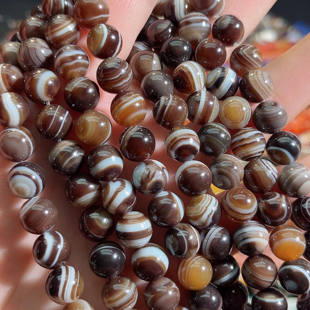 玛瑙/玉髓未镶嵌珠宝半成品蚕丝玛瑙一条10mm