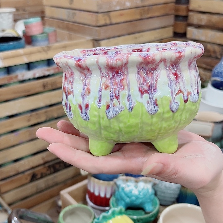 有孔.凑单10元陶瓷花盆发货！