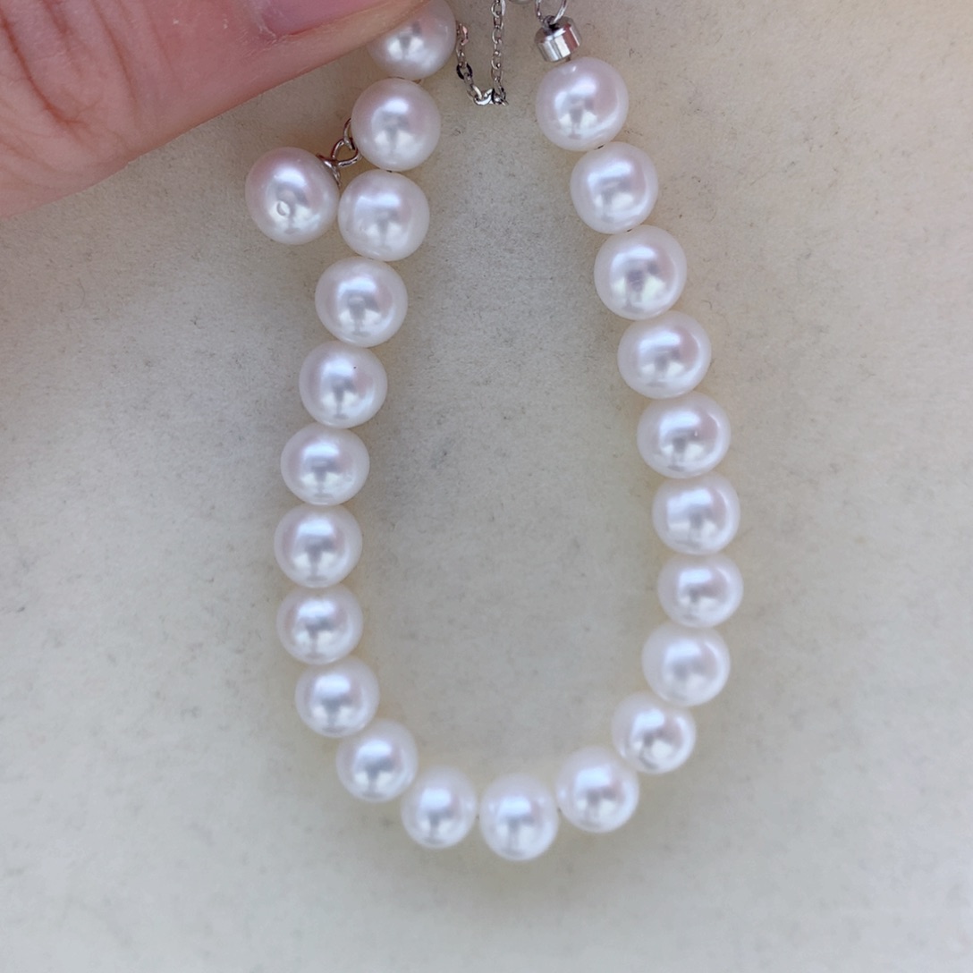 淡水珍珠7-8mm无核手链银S925镶嵌