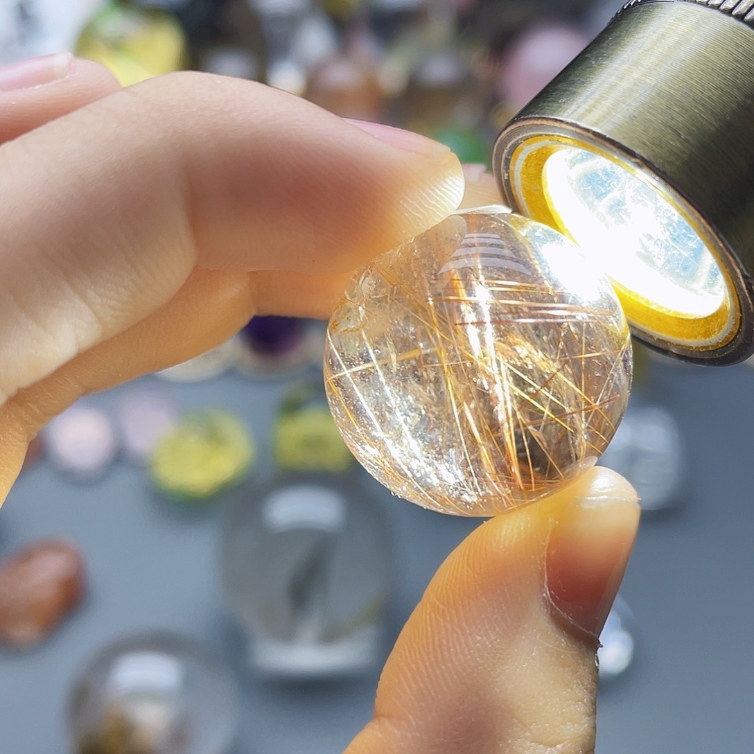 未镶嵌珠宝半成品水晶天然发晶24mm