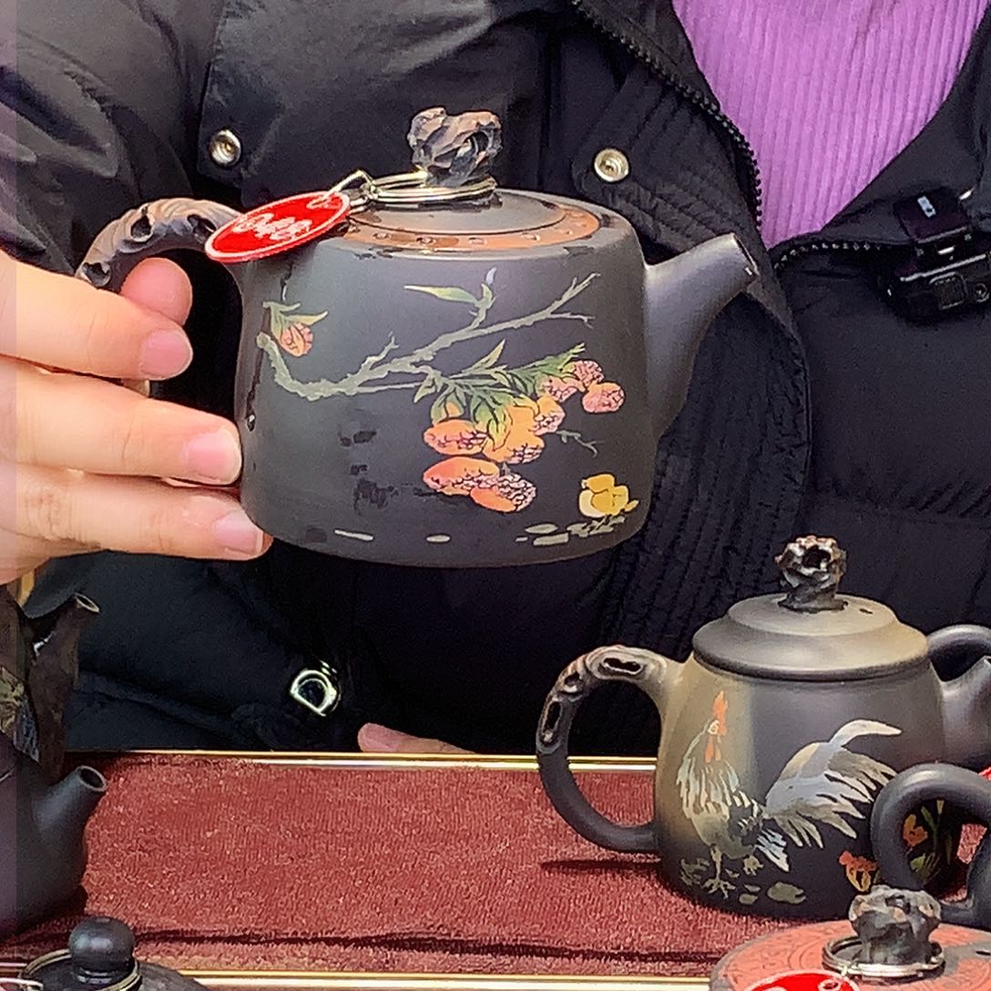 壶建水紫陶彩填茶壶048