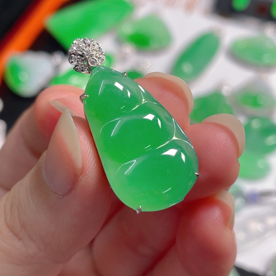 ˚***⋆翡翠18K金镶嵌吊坠(不含链)