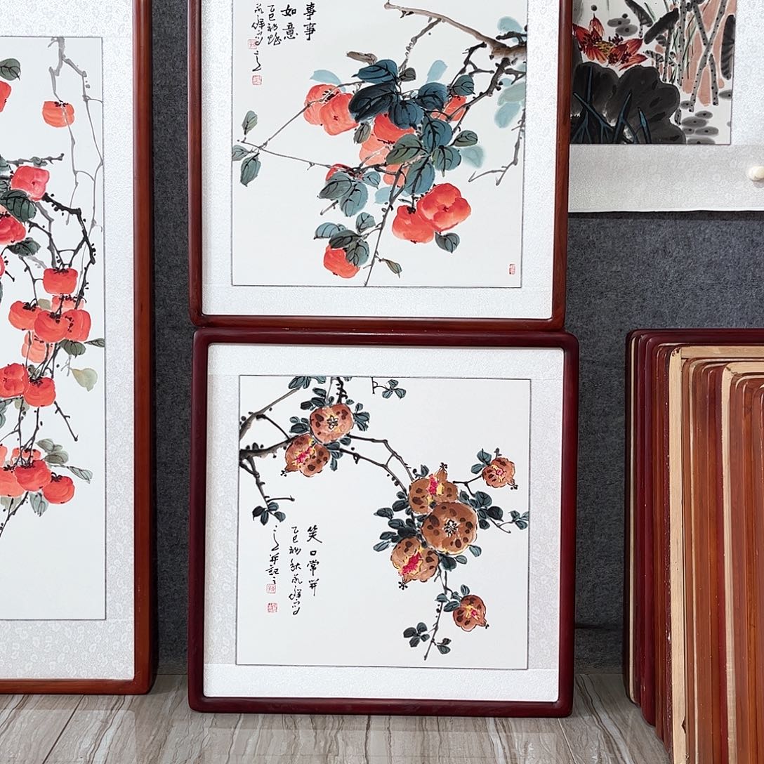 国画书画作品带框63×63