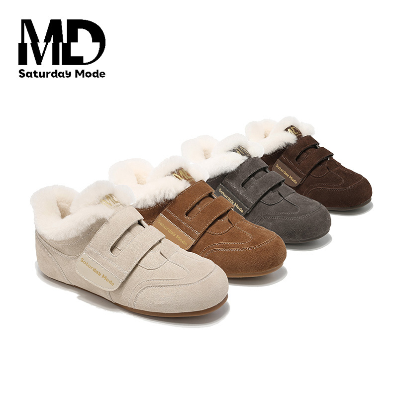 SATURDAYMODE【种满草莓】2025冬魔术贴加绒德训复古保暖休闲鞋/郭