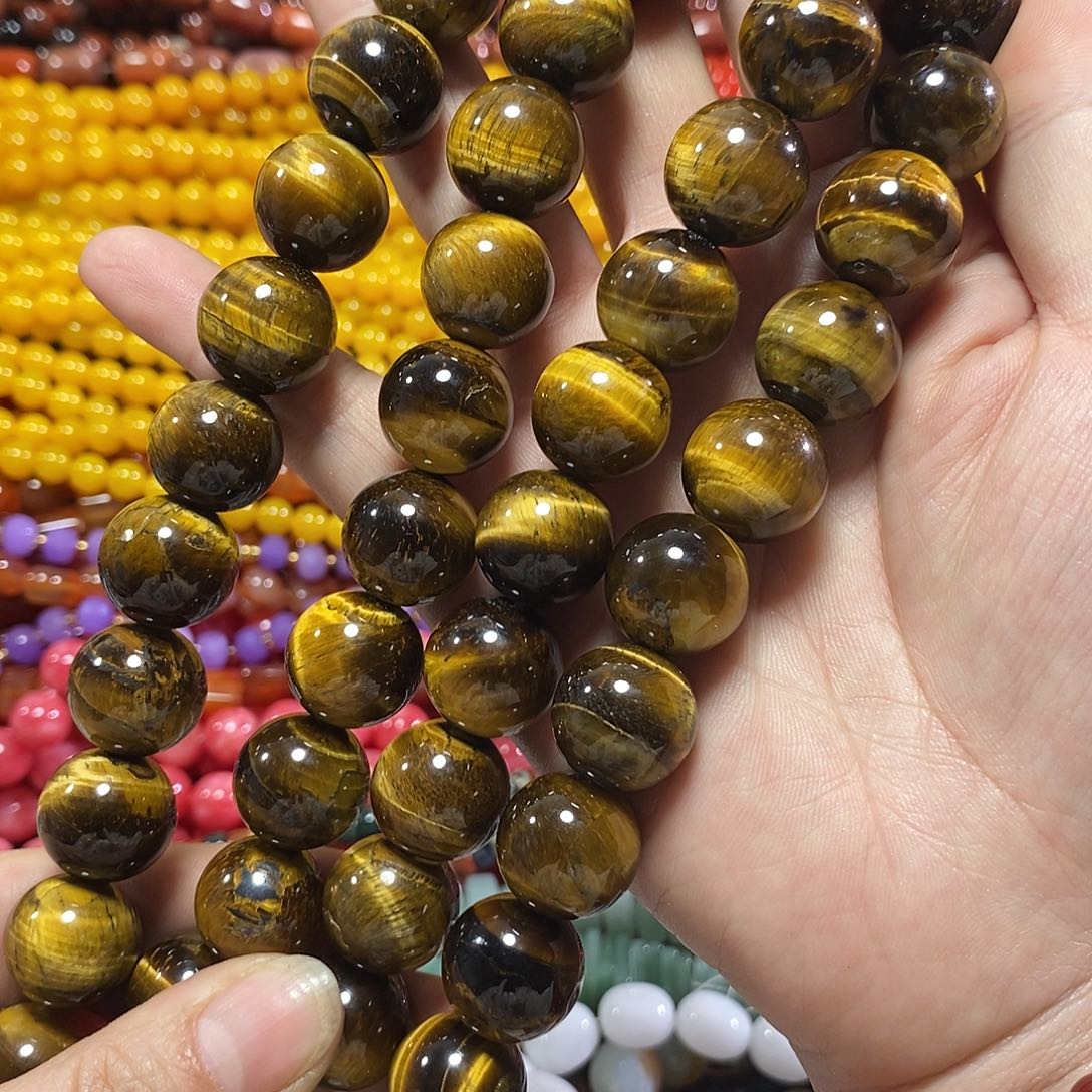 玛瑙/玉髓未镶嵌珠宝半成品虎眼一条卡16mm