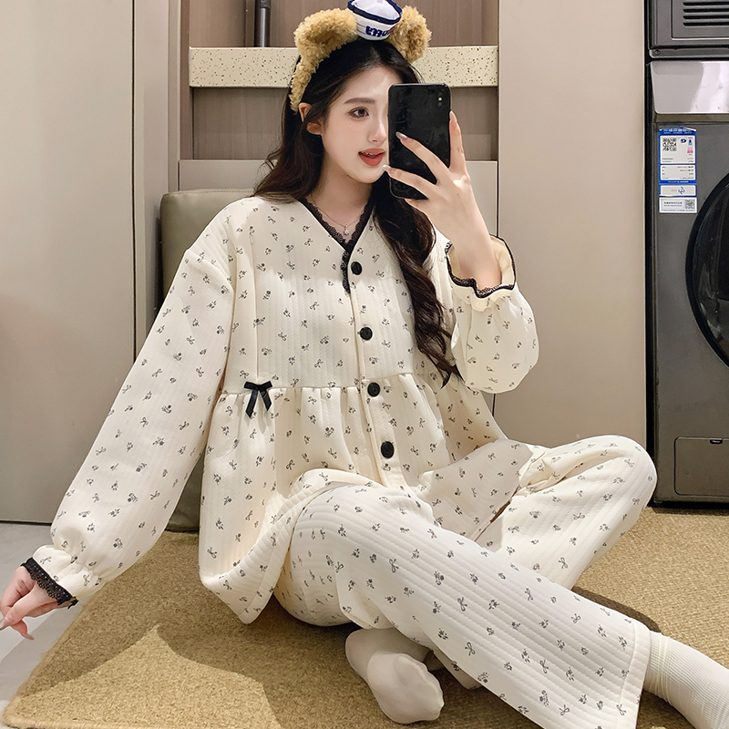 秋冬空气棉月子服孕妇纯棉10月份12孕期产后哺乳喂奶待产睡衣套装