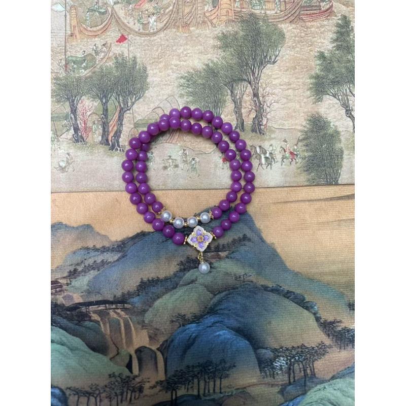 S1281-石英岩玉压制四叶草手串