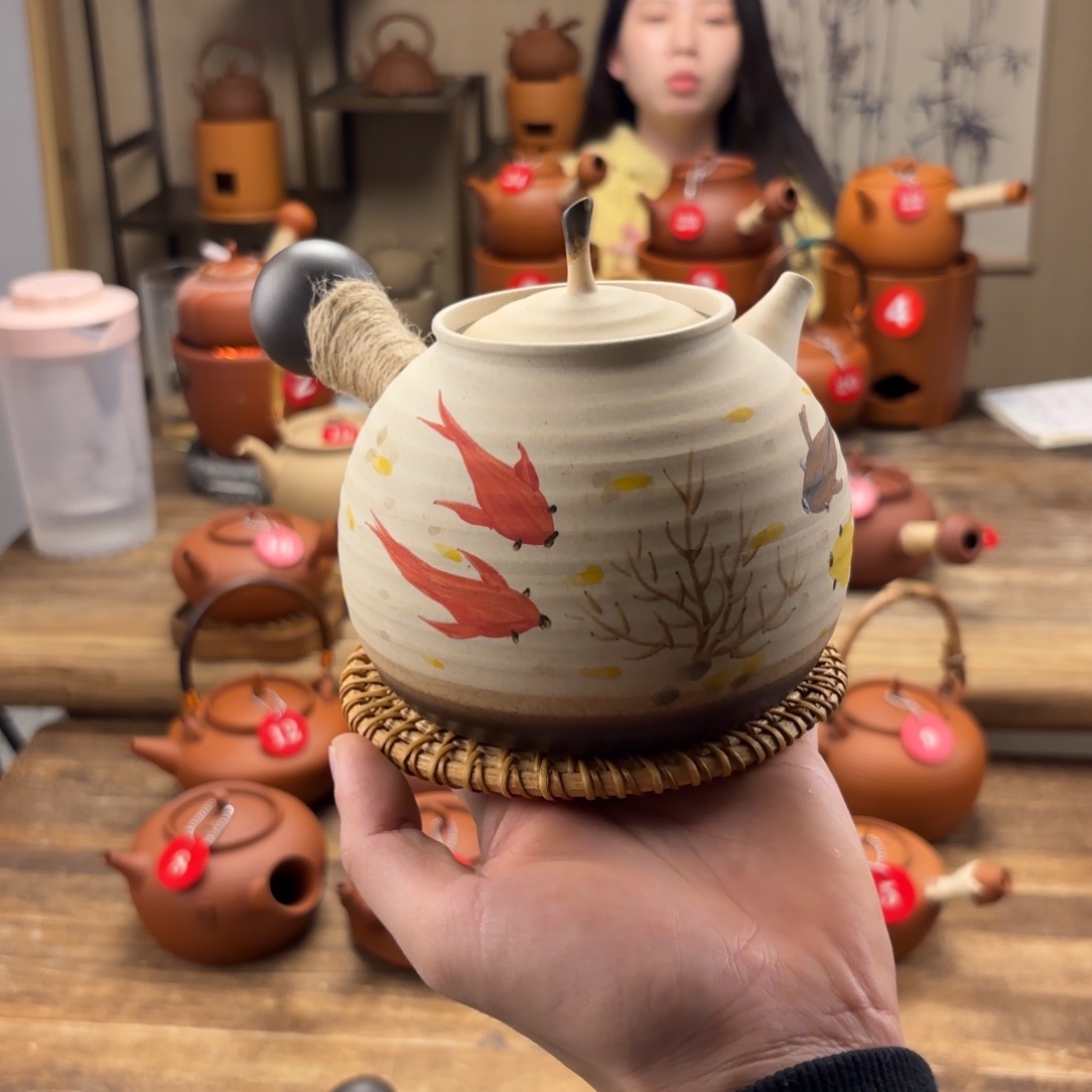 煮水煮茶甘甜 潮州砂铫壶 搭藤垫