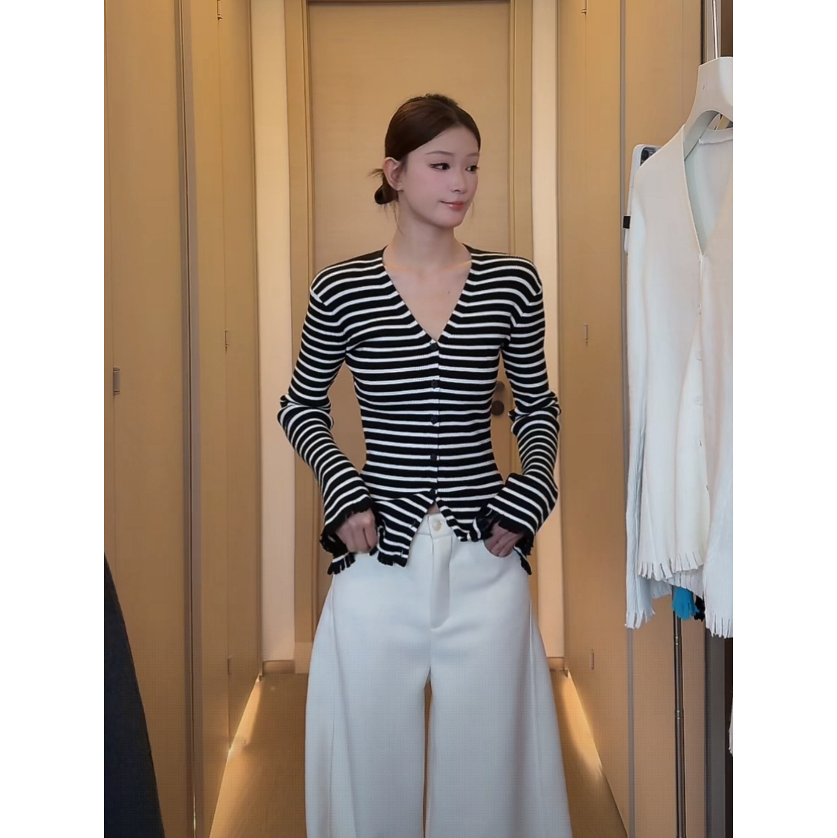 喜糖 福（1xt2001#）长期主义- 流苏边软针织显瘦针织衫12-4