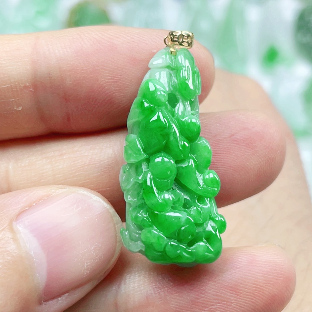 翡翠18K金镶嵌吊坠(不含链)