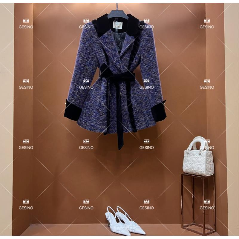 【丽】秋冬气质小香风时尚设计师中长款外套 QD-2025567