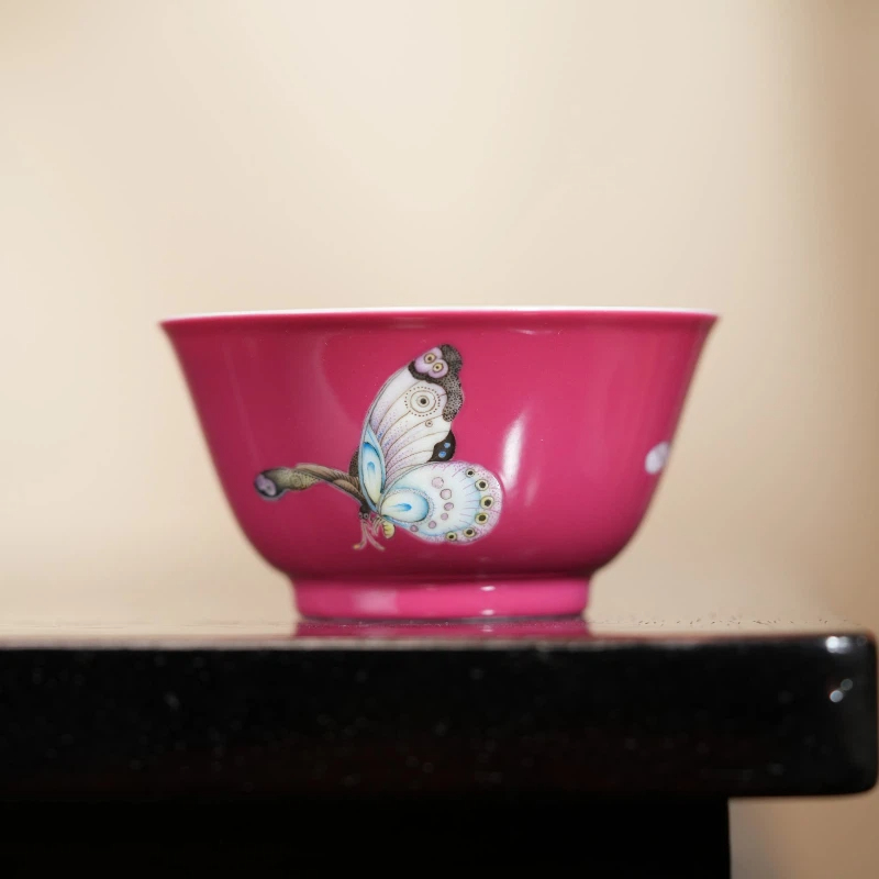 胭脂红蝶舞单杯-溢珍堂-YZT3775