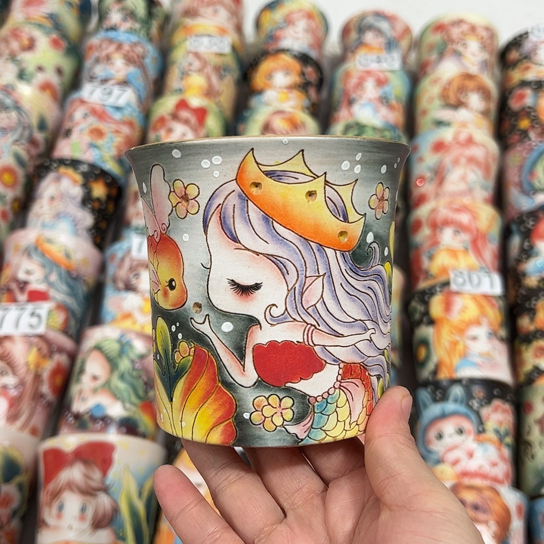 景德镇炫彩手绘口10高10