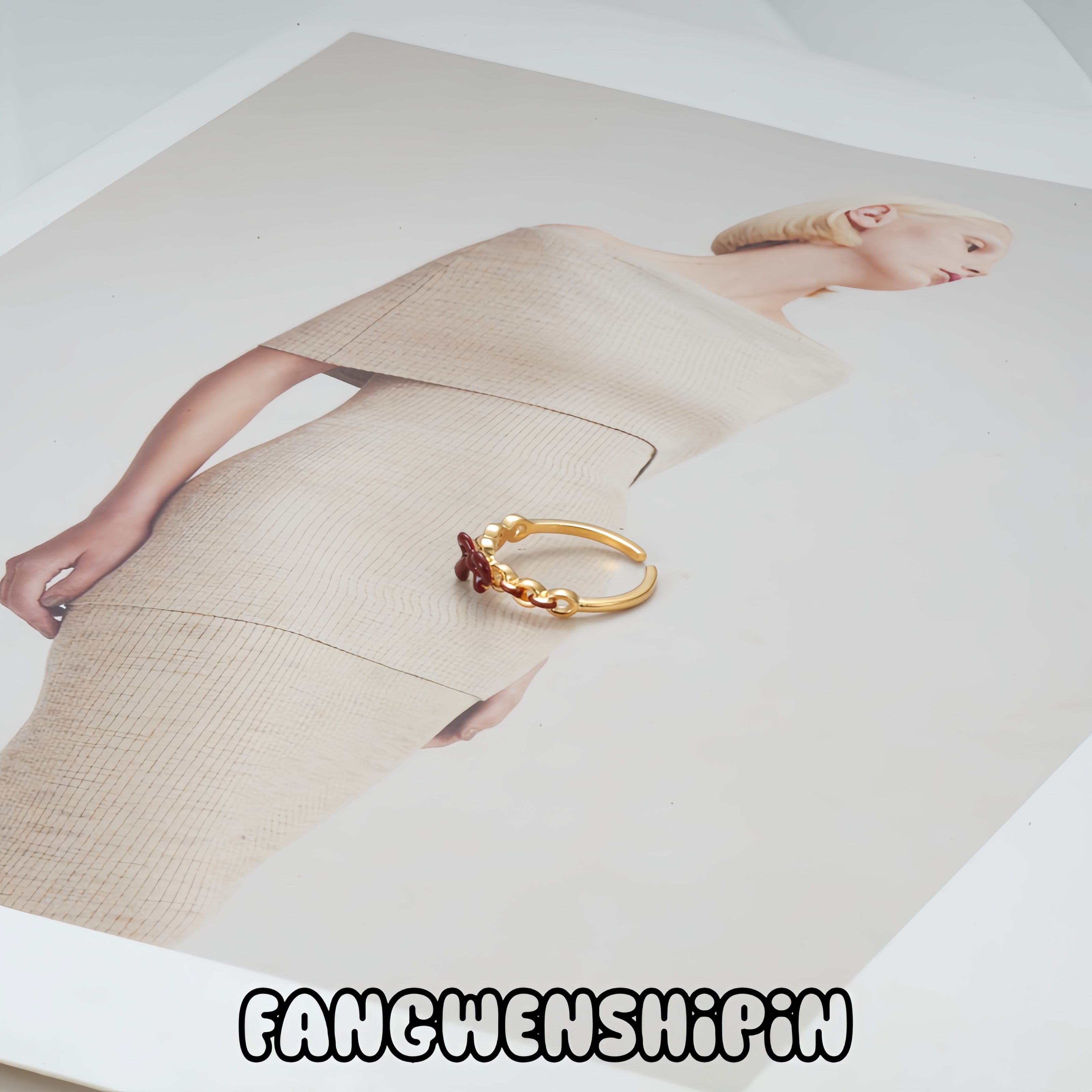 铜合金珐琅戒指 【镀K金】5222【开口可调节】