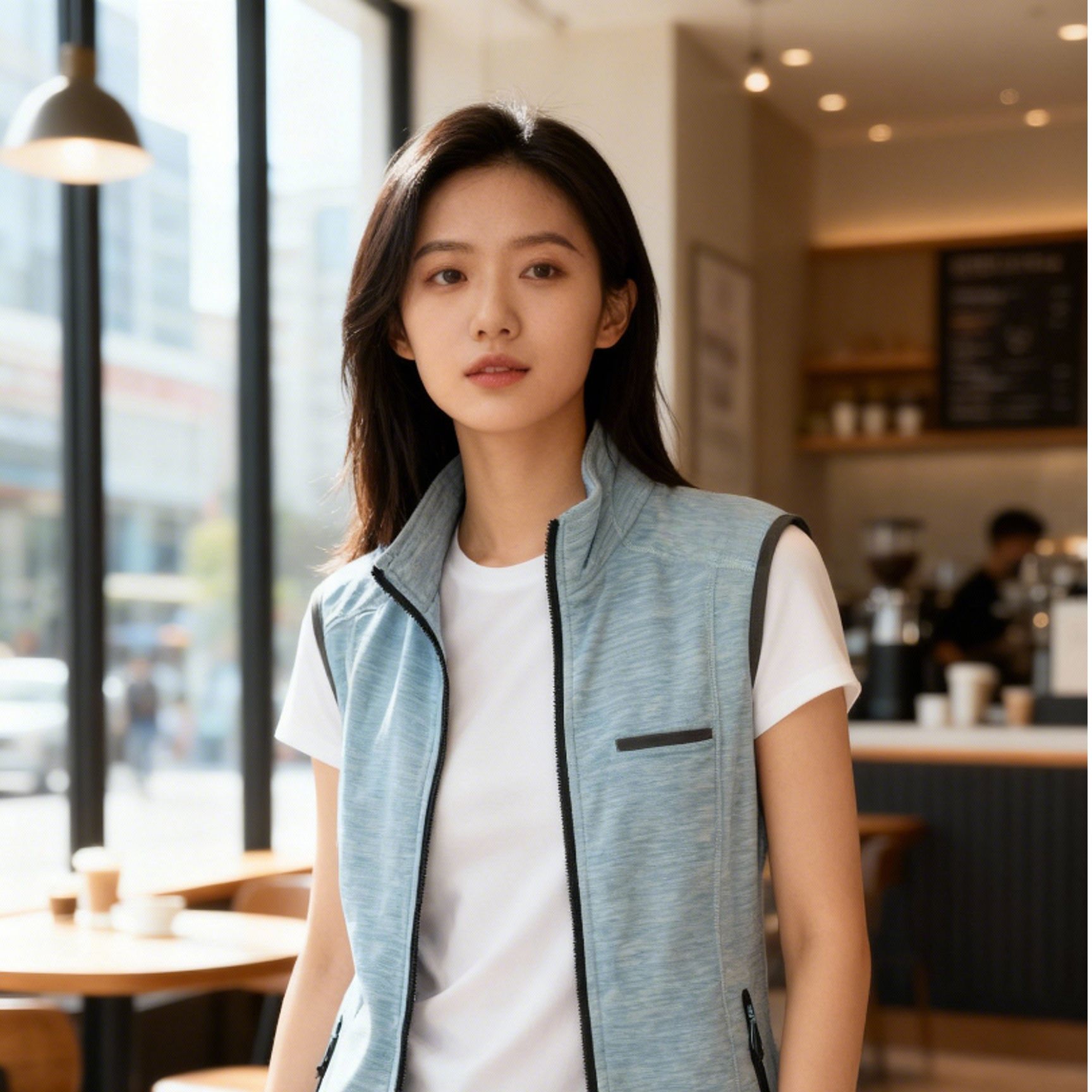 秋冬摇粒绒马甲立领拉链保暖休闲通勤百搭外搭