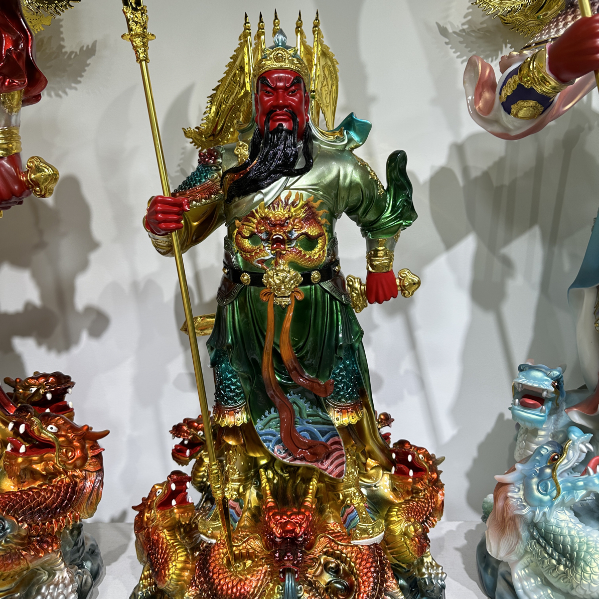 树脂手工立刀九龙关公武财神关二爷新居乔迁玄关招财摆件
