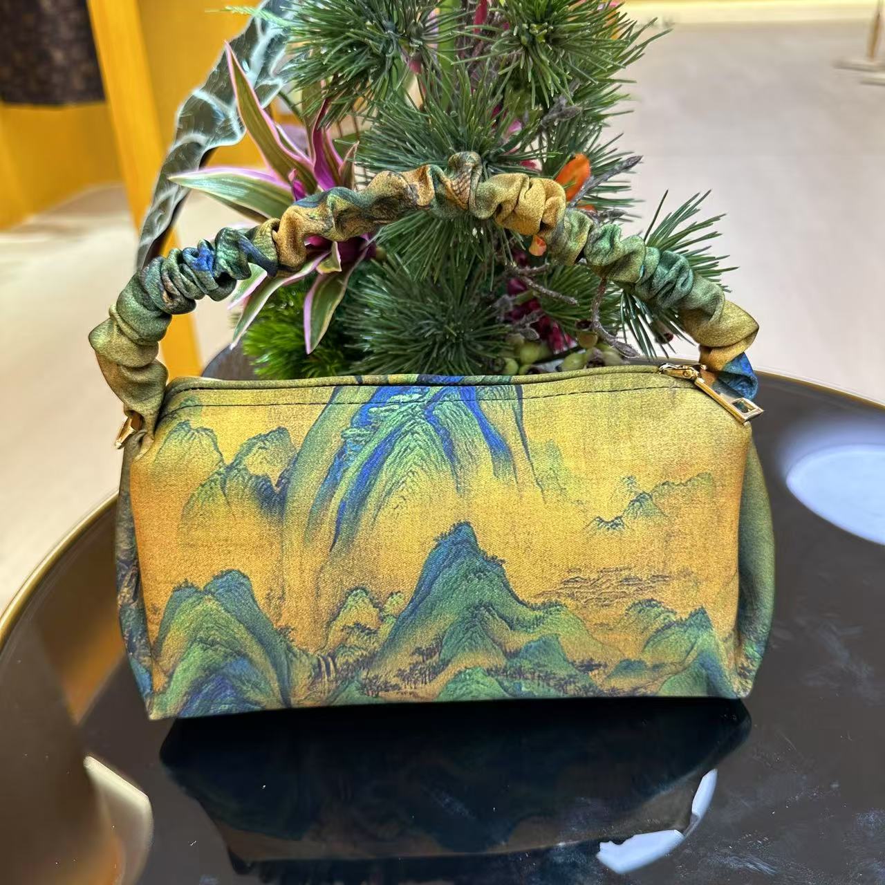 XXQD【千里江山】4012中国风中式包斜挎包单肩手拎包百搭包包