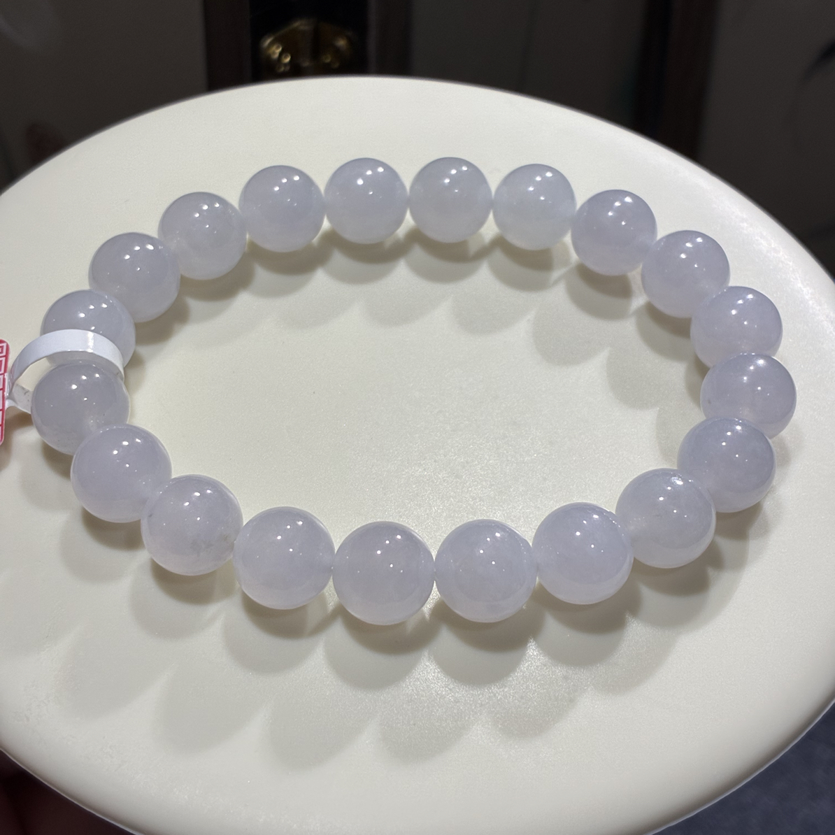 高细糯冰浅紫翡翠手串卡9.8