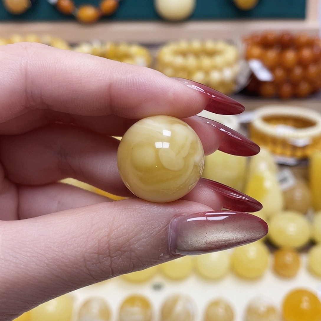 蜜蜡未镶嵌珠宝奇石清*20.7mm妖花圆珠