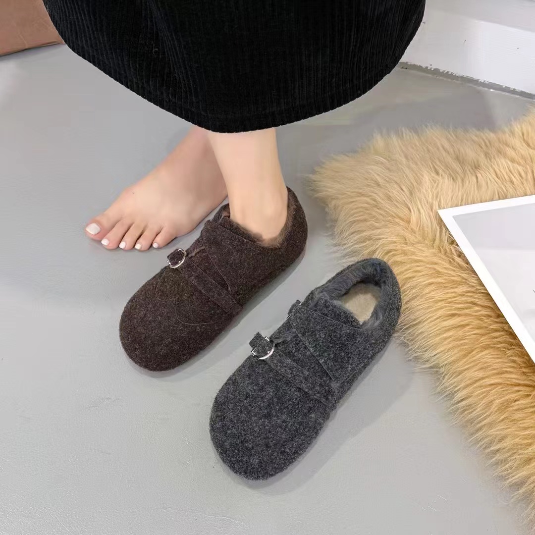 内增高3cm勃肯棉鞋女2025新款冬季加绒保暖平底鞋