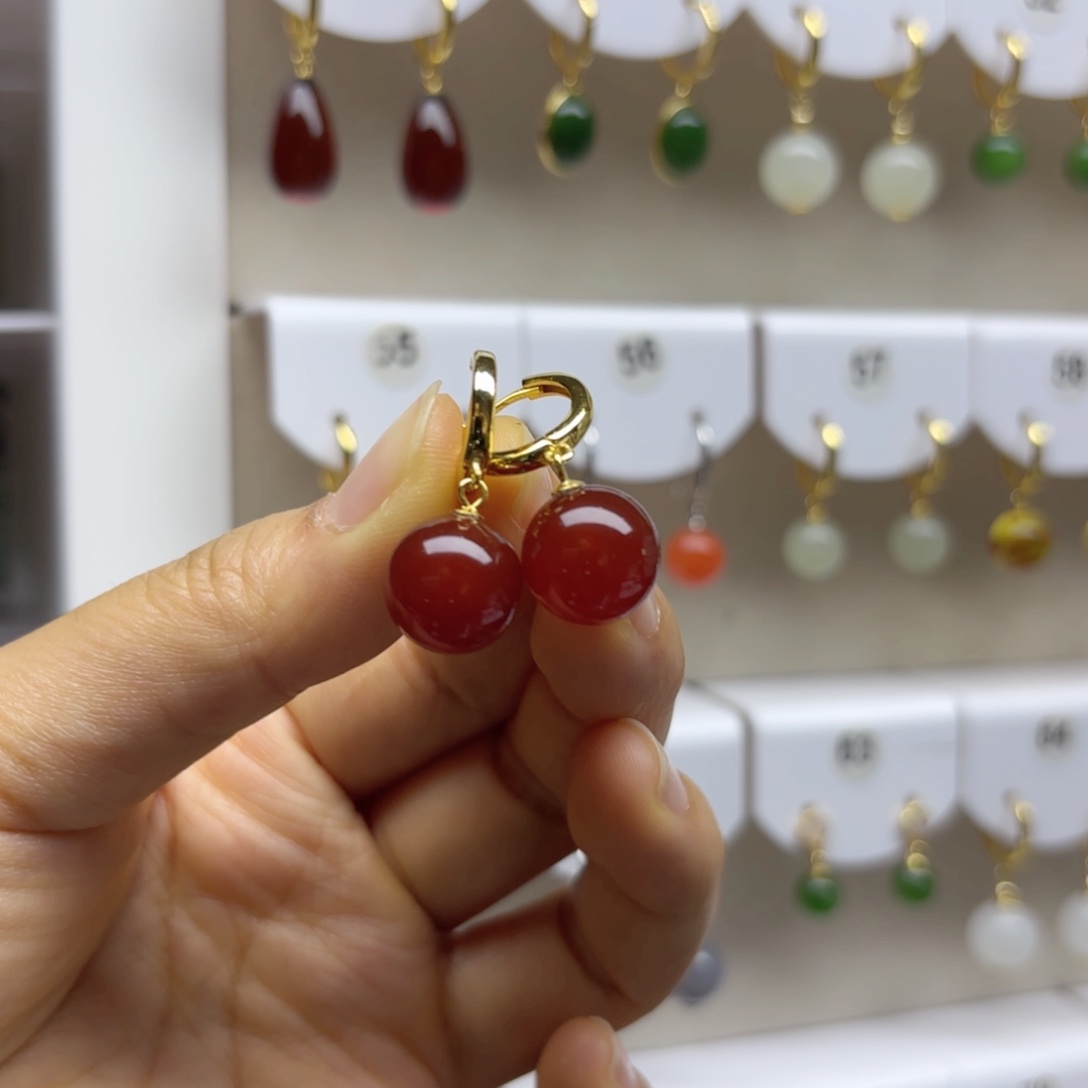 银S925镶嵌耳饰玛瑙/玉髓