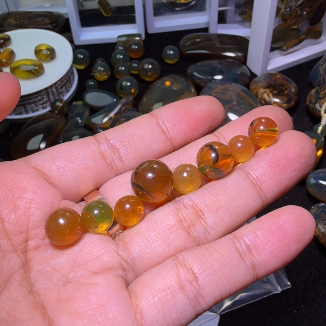 良***景裸石琥珀未镶嵌不打孔