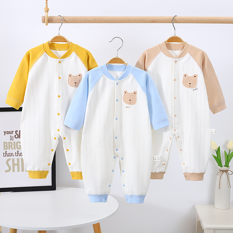 【小黄牌】婴儿新生儿奶油熊连体舒绒衣服无骨哈衣连体衣睡衣