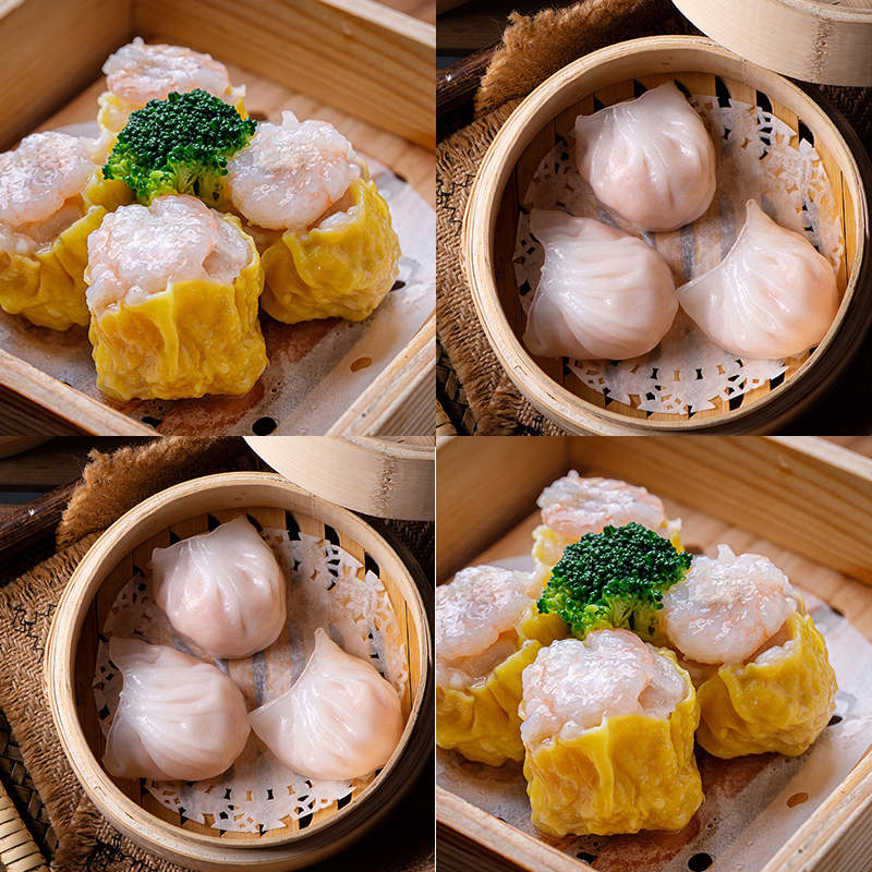 正宗广州酒楼茶楼同款水晶虾饺皇120克虾仁干蒸烧卖粤式早茶广东特色早点茶点早餐送核桃包6个