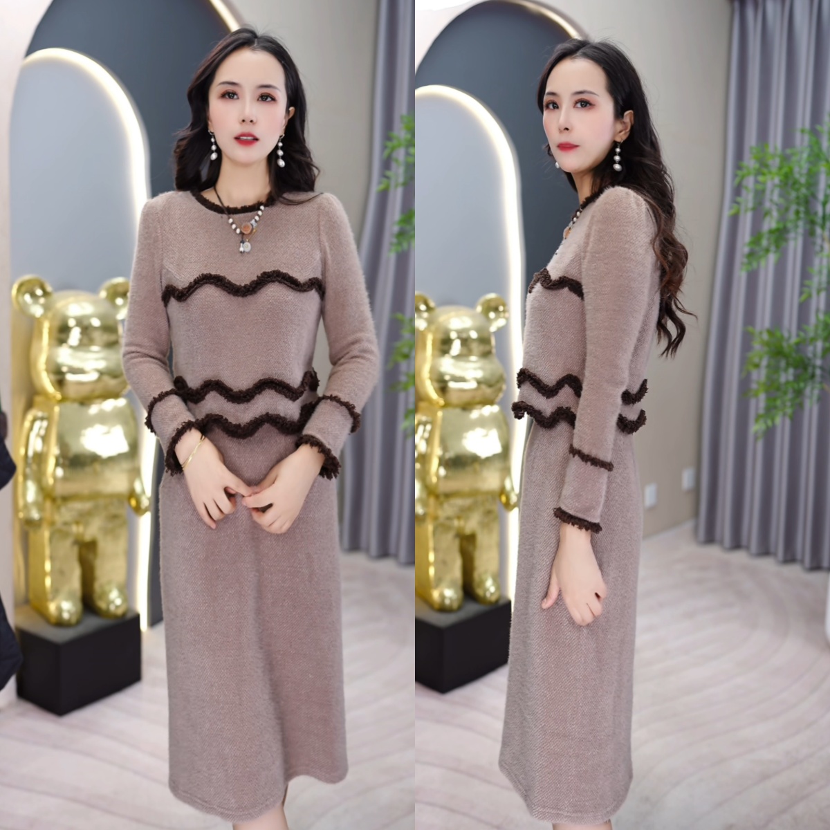 2025秋季新款女人味气质百搭高级优雅时尚显瘦显白连衣裙M-4XL