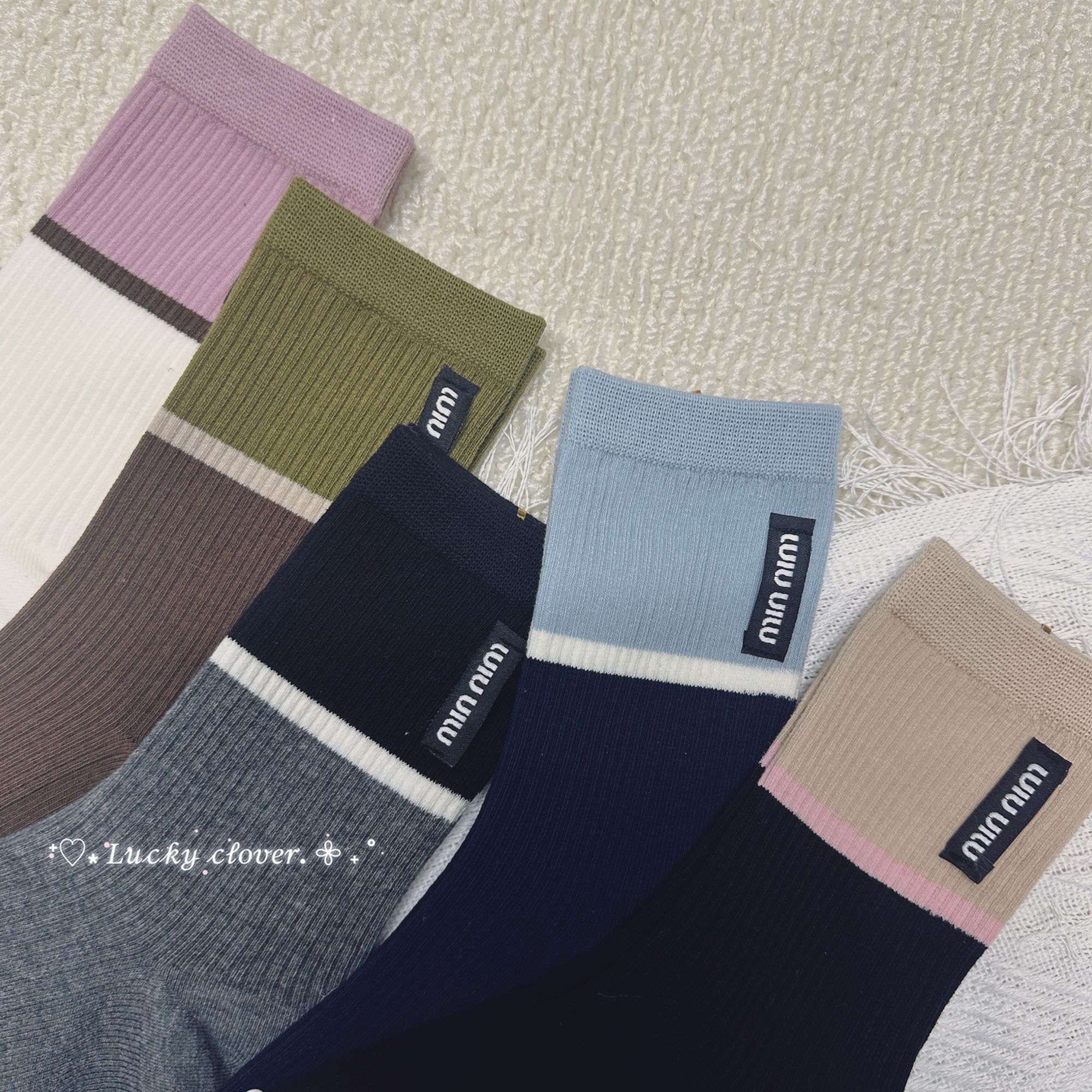 秋冬拼接撞色棉质中筒韩系复古港风极简百搭鲨鱼裤布标时尚女袜